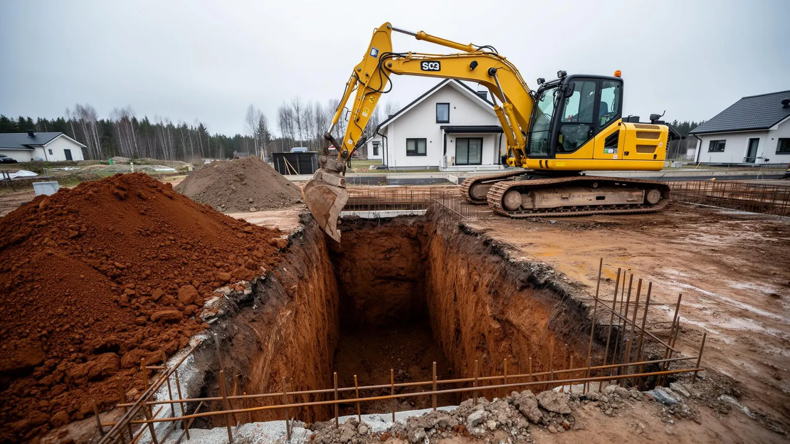 Ekskavaator kaevamas vundamendisüvendit